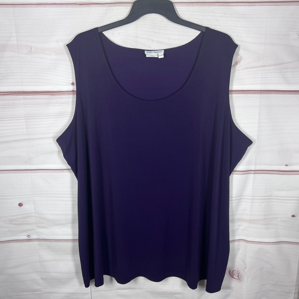 Ulla Popken Tank Top Womens 36 38 Purple Relaxed Fit Sleeveless Scoop Neck Knit